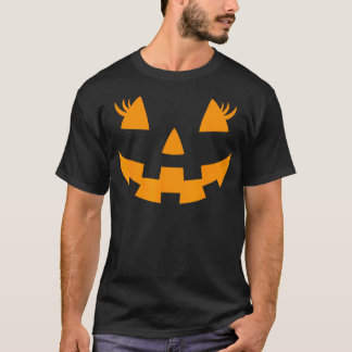 T-shirt Eyelashes Jack-o'-lantern Face Citrouille Hallowen