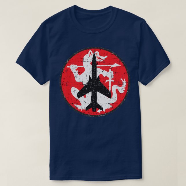 T-shirt F105G Thunderchief Wild Weasel Badge Style Grunge (Design devant)