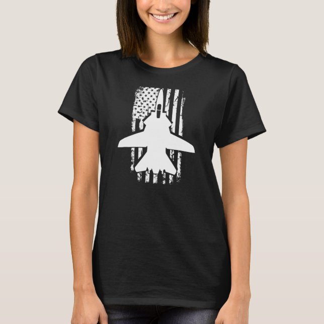 T-shirt F14 Tomcat US Drapeau Avion Avion Jet Avion (Devant)