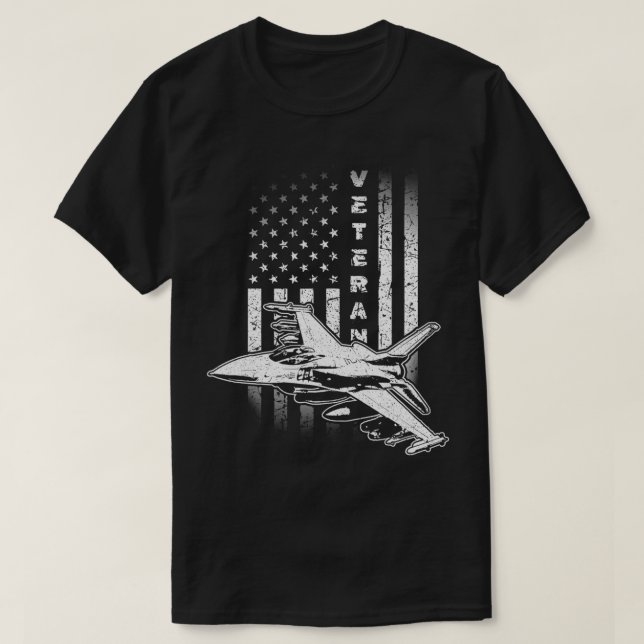 T-shirt F16 Avion de chasse Jet Avion Pilote Militaire US  (Design devant)