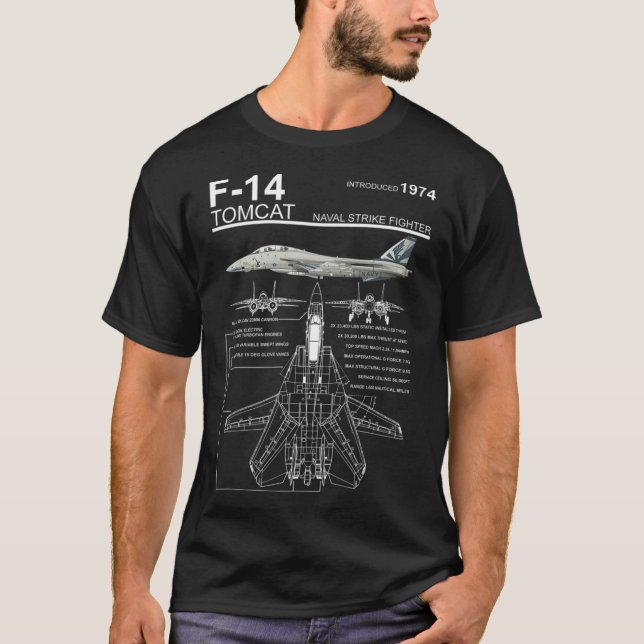 T-shirt F-14 Diagramme T-Shi du chasseur Tomcat Navy (Devant)