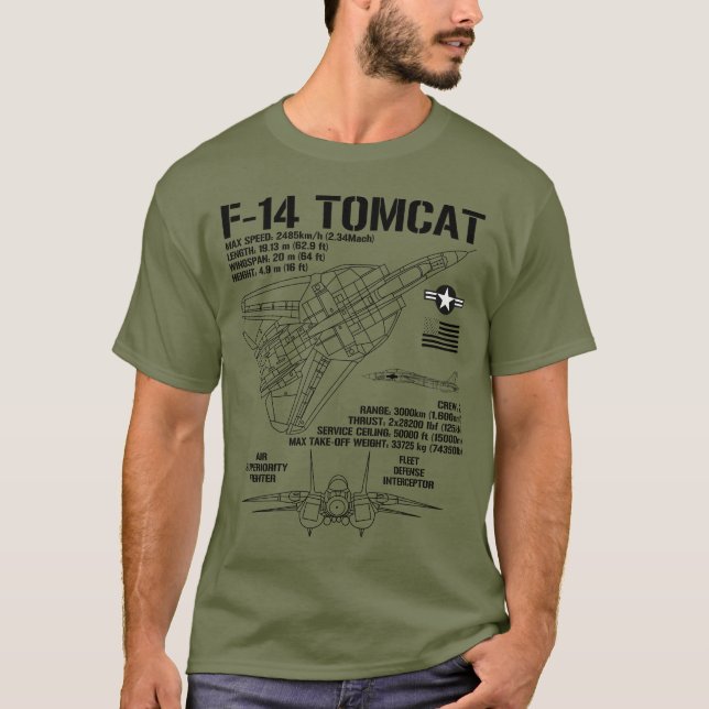 T-shirt F-14 Tomcat Fighter Jet Spécifications F14 Tomcat (Devant)