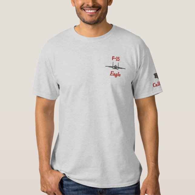 T-Shirt F-15 mit dem Rufzeichen gestickt (Vorderseite)