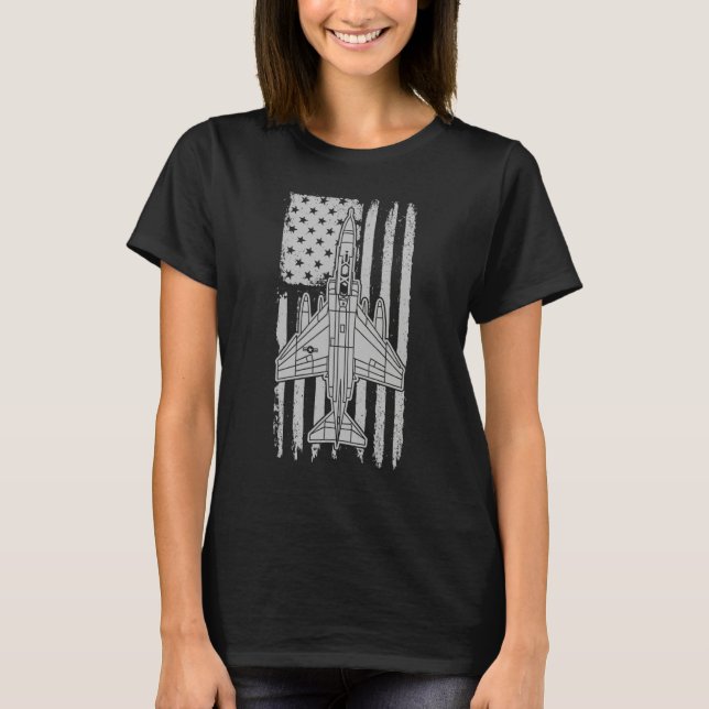 T-shirt F 4 Phantom Fighter Jet Airplane American Flag F4 (Devant)