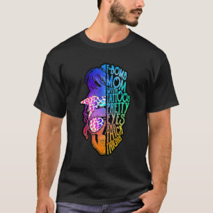 T-shirt F Bomb Maman avec des tatouages Jolies yeux Fête d