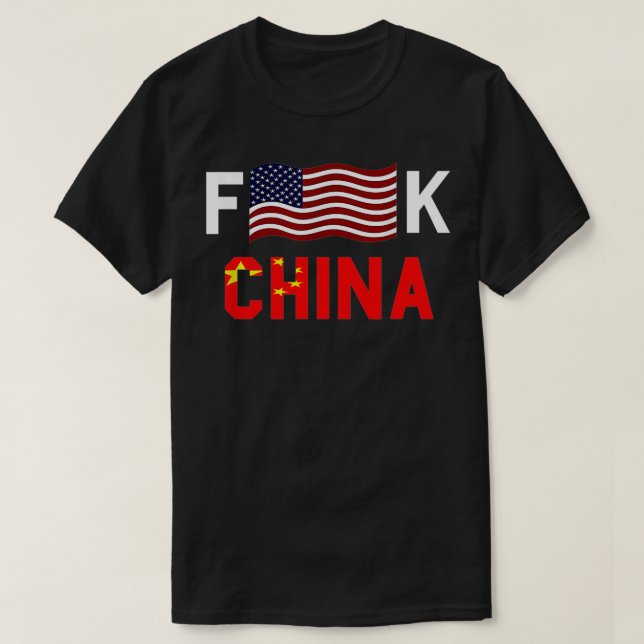 T-shirt F drapeau américain K Chine (Design devant)