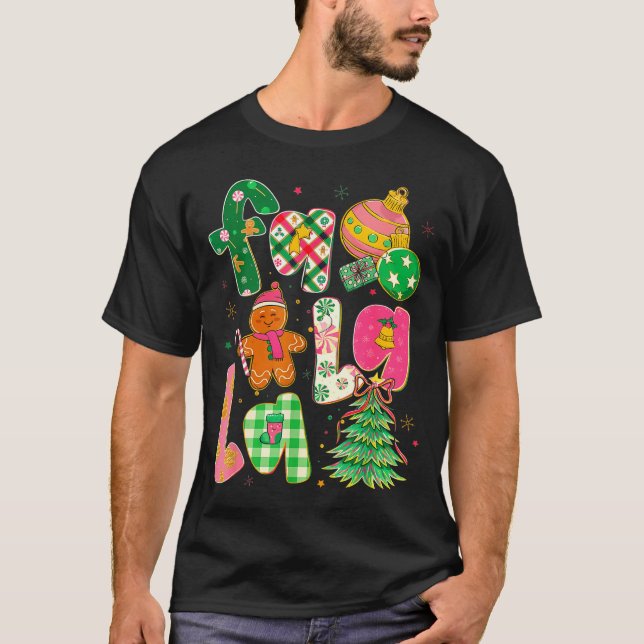 T-shirt Fa La La Coquette Christmas Gingerbread Tree  (Devant)