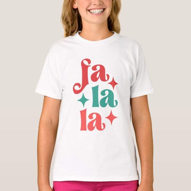 T-shirt Fa La La - Festive vacances Typographie Design (Devant)