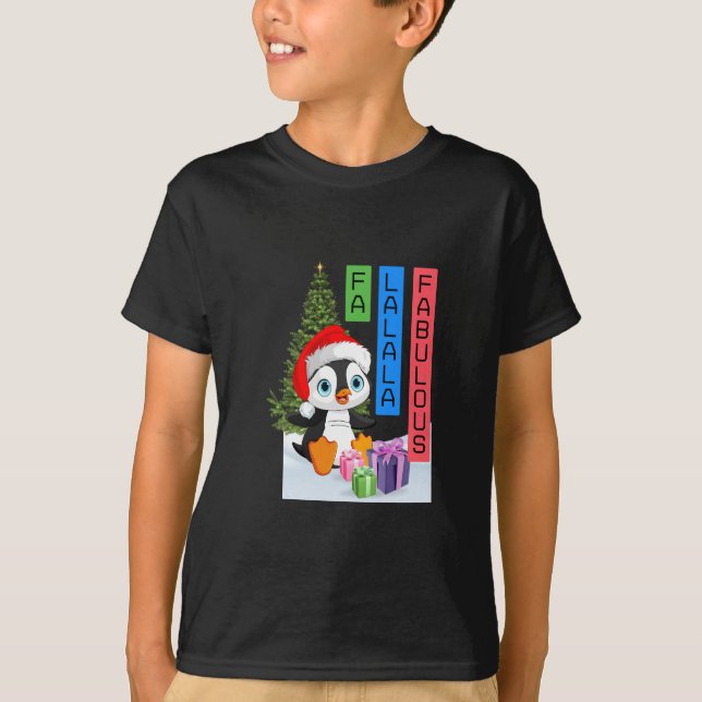 T-shirt Fa La La La Fabulous Christmas Penguin Kids' (Devant)