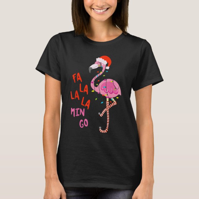 T-shirt Fa La La La Flamant rose Noël (Devant)