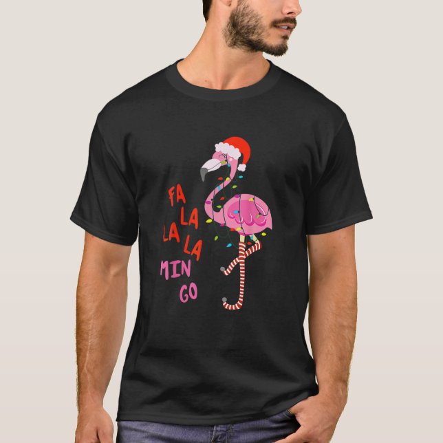 T-shirt Fa La La La Mingo Flamant rose Pour Noël Noël (Devant)