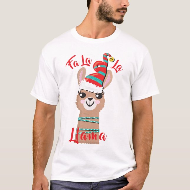 T-shirt Fa la la llama, un pull de Noël moche (Devant)