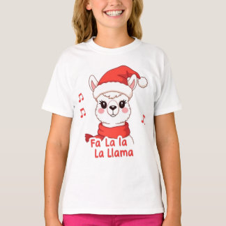 T-shirt Fa La La Llama White Deer Christmas