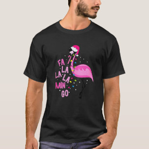 T-shirt Fa La Mingo Flamant rose Christmas Tree Lights Tro
