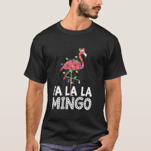 T-shirt Fa La Mingo Flamant rose Christmas Tree Lights Tro