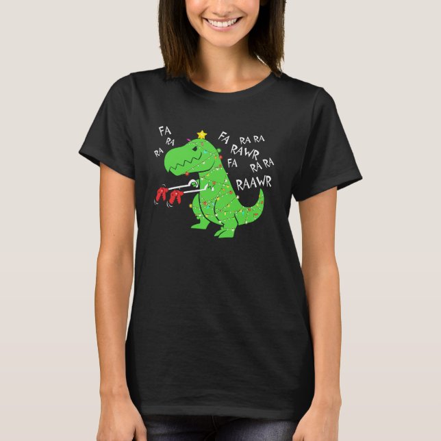 T-shirt Fa Ra Ra Rawr Noël Dinosaure Drôle Avec Xma (Devant)