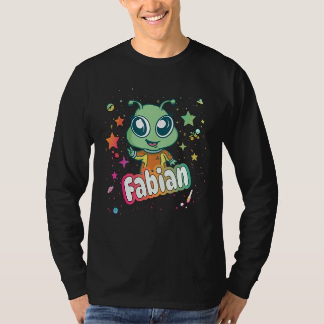 T-shirt FABIAN - Nom du garçon mignon avec un Alien mignon (Devant)