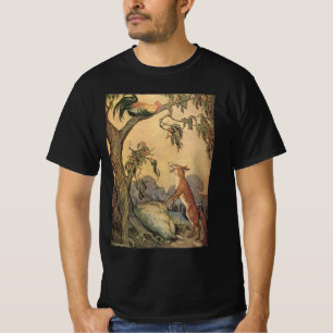 T-shirt Fables d'Ésope vintage, Renard, Coq et le Chien