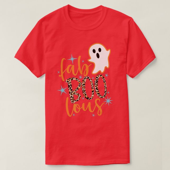 T-shirt Faboolous Leopard Fabous Boos Automne Citrouille H (Design devant)