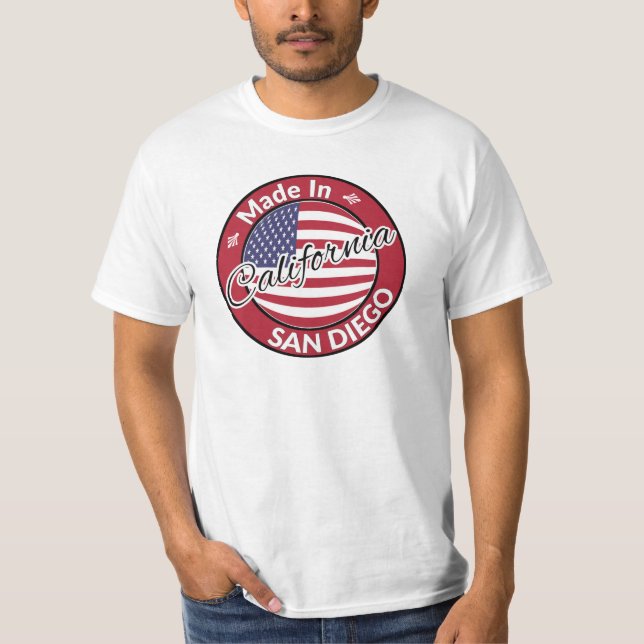 T-shirt Fabriqué à San Diego California Stars Stripes Drap (Devant)