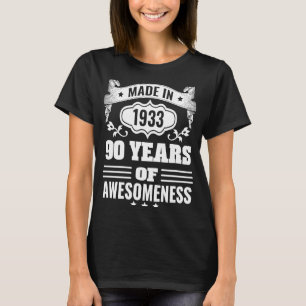 T-shirt Fabriqué En 1933 90 Ans De 90E Anniversaire