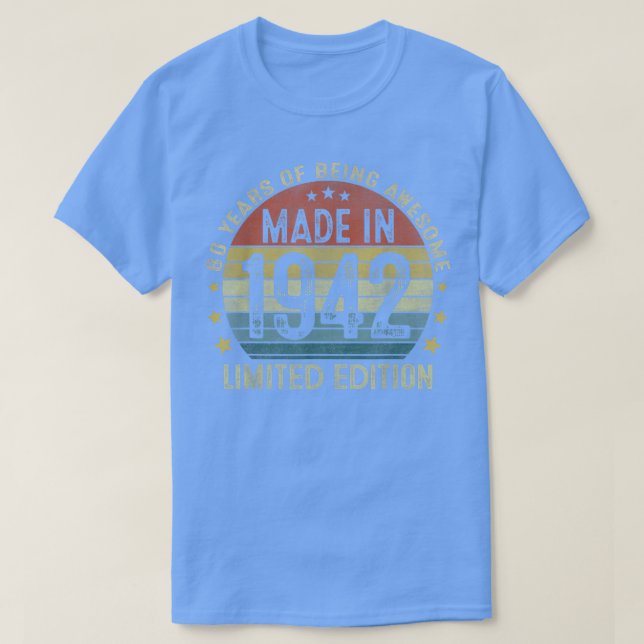 T-shirt Fabriqué En 1942 Édition Limitée Cadeaux De 80 Ans (Design devant)