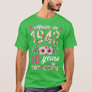 T-shirt Fabriqué En 1942 Floral 80 Ans 80e Anniversaire Ca