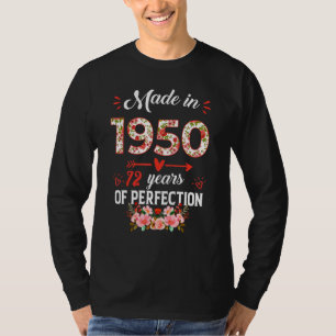T-shirt Fabriqué En 1950 Floral 72 Ans 72e Anniversaire Wo