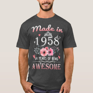 T-shirt Fabriqué En 1958 Floral 64 Ans 64e Anniversaire Ca