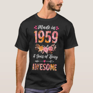 T-shirt Fabriqué En 1959 Floral 64 Ans 64ème Cadeau