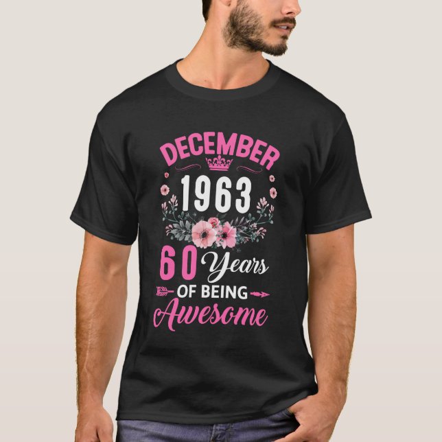 T-shirt Fabriqué En 1963 60 Ans Décembre 60e Anniversaire  (Devant)
