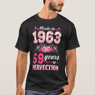 T-shirt Fabriqué En 1963 Floral 59e Anniversaire Femme De 