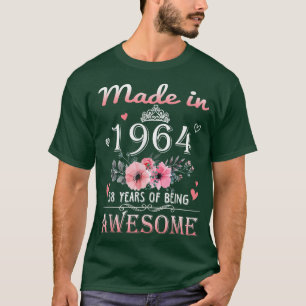 T-shirt Fabriqué En 1964 Floral 58 Ans 58e Anniversaire Ca