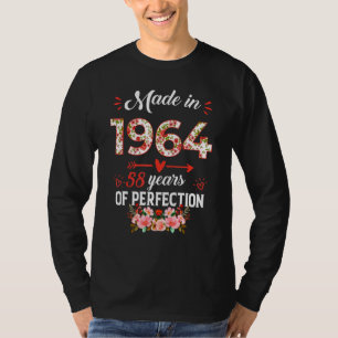T-shirt Fabriqué En 1964 Floral 58 Ans 58ème Anniversaire 