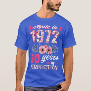 T-shirt Fabriqué En 1972 Floral 50 Ans 50e Anniversaire Ca