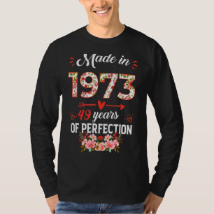 T-shirt Fabriqué En 1973 Floral 49 Ans 49e Anniversaire Wo