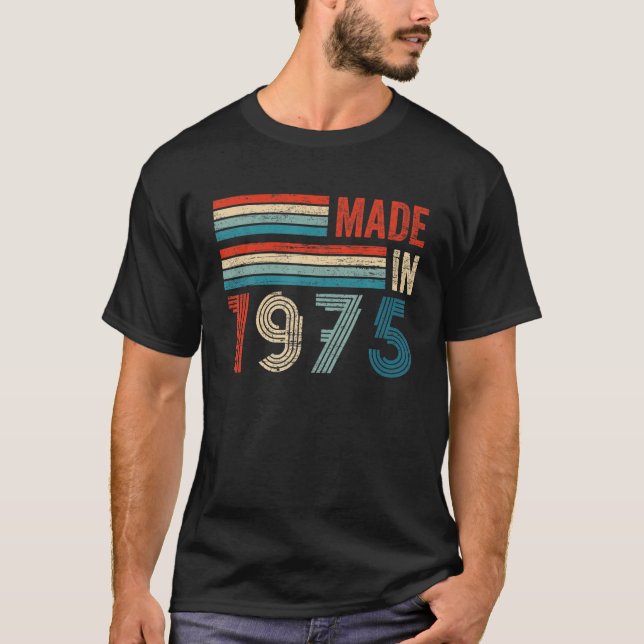 T-shirt Fabriqué En 1975 Cadeaux D'Anniversaire De 47E Ann (Devant)