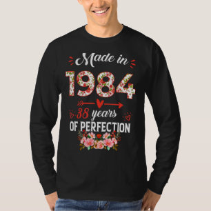T-shirt Fabriqué En 1984 Floral 38 Ans 38ème Anniversaire
