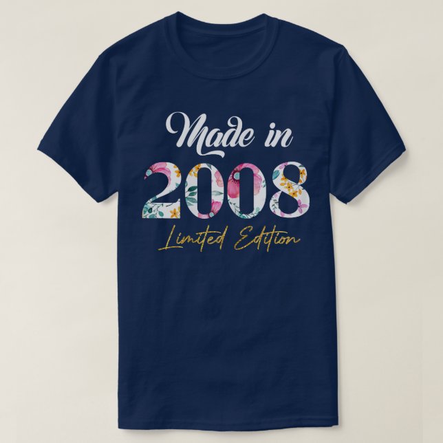 T-shirt Fabriqué En 2008 Édition Limitée 14 Cadeaux D'Anni (Design devant)