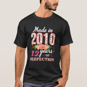 T-shirt Fabriqué En 2010 Floral 12 Ans 12E Anniversaire Ca