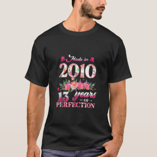 T-shirt Fabriqué En 2010 Floral 13 Ans 13E Anniversaire Gi