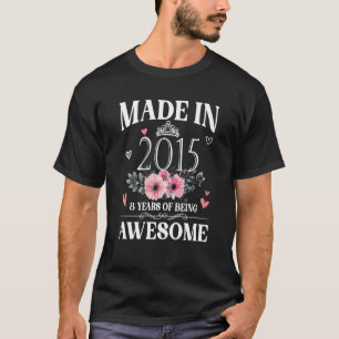 T-shirt Fabriqué En 2015 Floral 8 Ans 8ème Anniversaire Fe