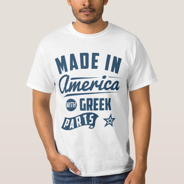 T-shirt Fabriqué en Amérique avec les pièces grecques (Devant)