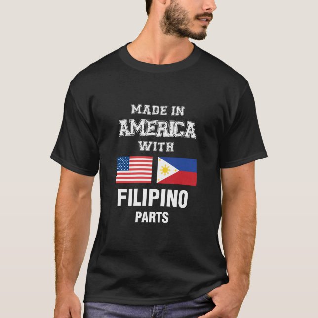 T-shirt Fabriqué En Amérique Avec Pièces Philippines (Devant)