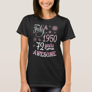 T-shirt Fabriqué En Juillet 1950 Fleurs Anniversaire 72 An
