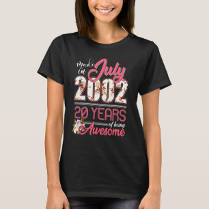 T-shirt Fabriqué En Juillet 2002 Floral 20 Ans 20ème Anniv