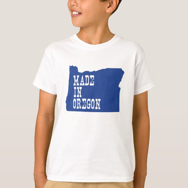 T-shirt Fabriqué En Oregon Carte Forme Bleu Arrière - plan (Devant)