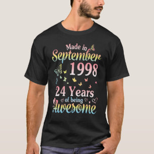 T-shirt Fabriqué En Septembre 1998 Heureux 24 Ans D'Être É