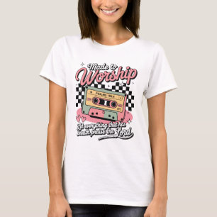 T-shirt Fabriqué pour adorer Psaumes 150:6 Cassette Rétro