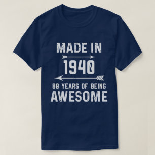 T-shirt Fabriquée en 1940 80 ans de femmes-cadeaux fantast